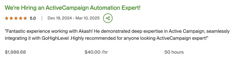 ActiveCampaign Automation Expert - 5.0 rating